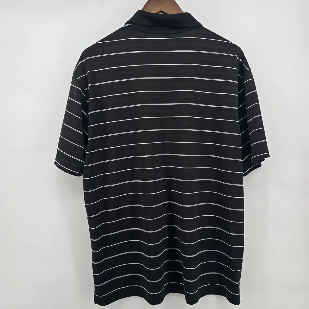 Nike Golf Dri-Fit Shirt Polo Mens L‎ Black Stripes Livestrong Rugby Performance